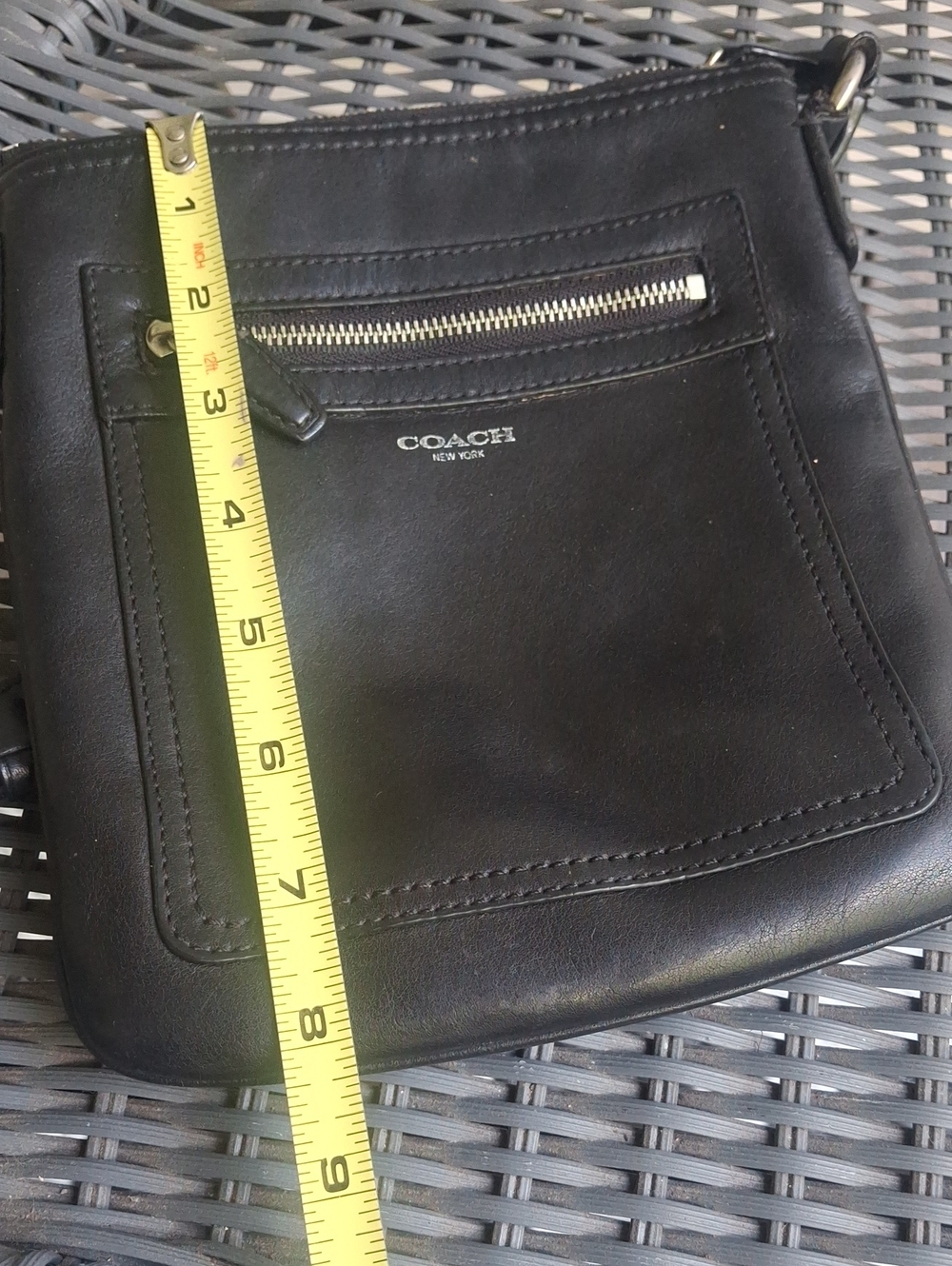 Coach Black Leather Crossbody with Front Zip Pocket - Picture 7 of 8